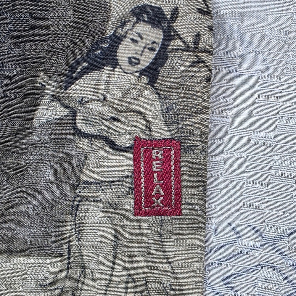 Tommy Bahama Mens Large Silk Hula Girl Camp Shirt Tan RN 86549 - Picture 6 of 8